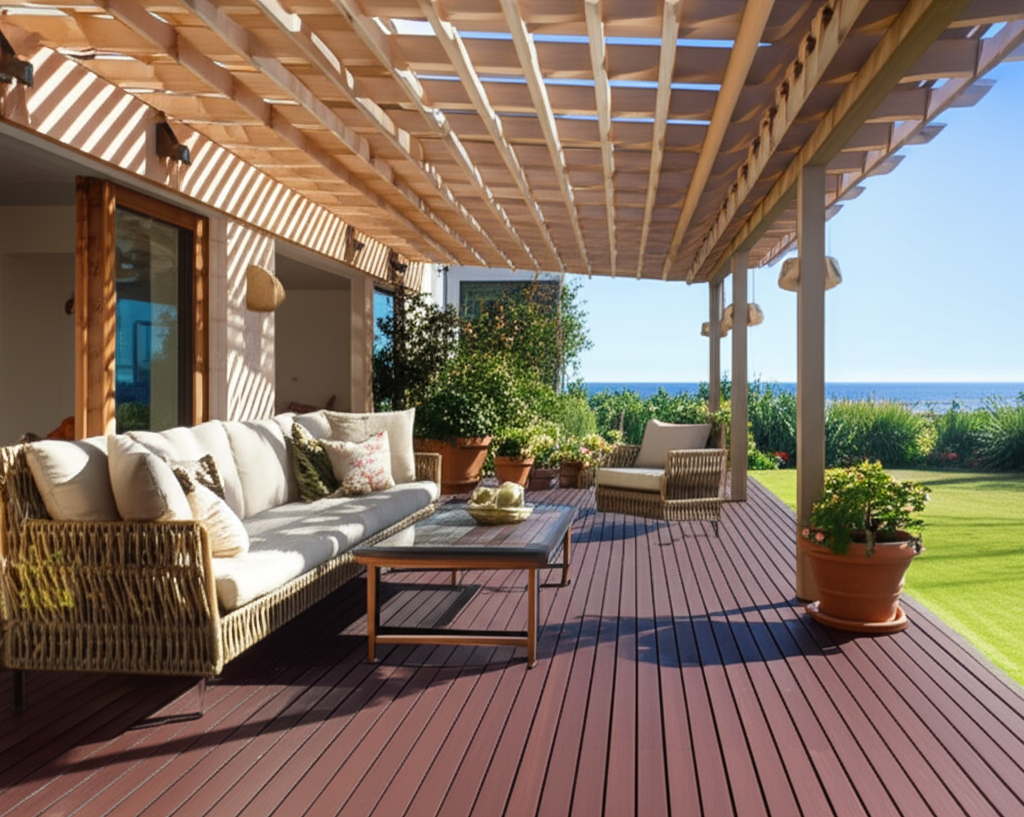 Custom Wooden Deck with Pergola